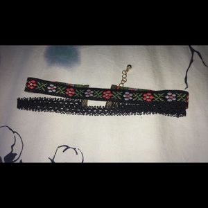 3 chokers, Pink , and Black/Floral